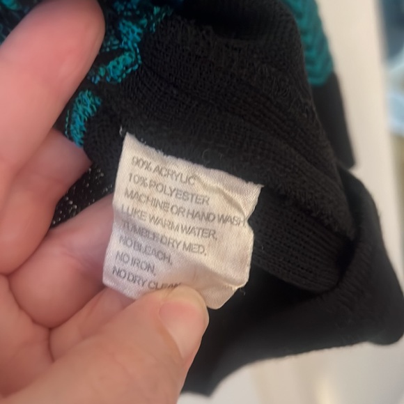 EXCLUSIVELY MISOOK VNeck Cardigan Turquoise Black Women's Size XS Y2K Career - Picture 14 of 14